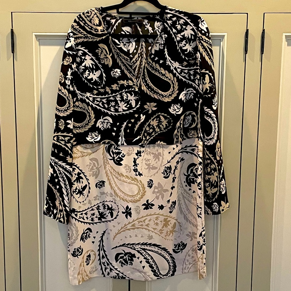 BCBG Beige & Black Dress - Paisley Print